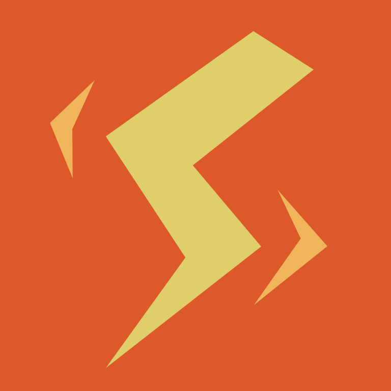 Illustrated lightning bolt on an orange background