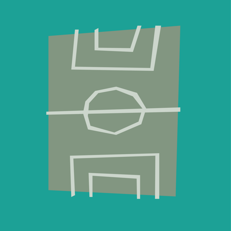 Illustrated football pitch on a green background