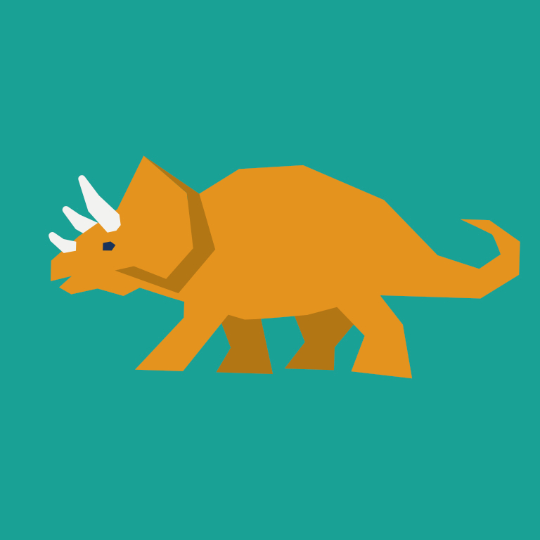 Illustration of an orange dinosaur on a green background