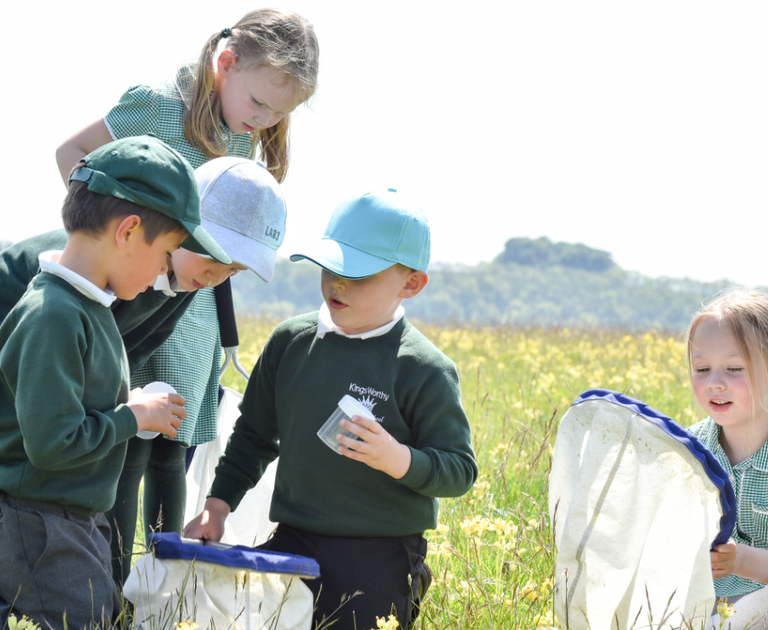 School children butterfly spotting in the South Downs National Park